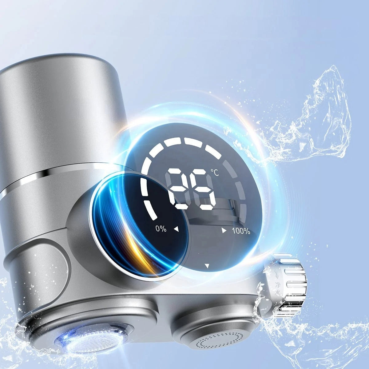 Kraanwaterfilter met LED-display – van ABS en roestvrij staal van voedingskwaliteit voor in de keuken, met twee waterstanden