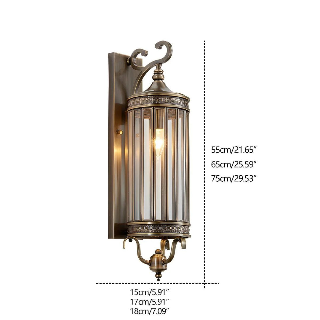 Lanternes Murales Vintage en Verre – Cuivre, Éclairage Extérieur Ambiance pour Jardin ou Terrasse