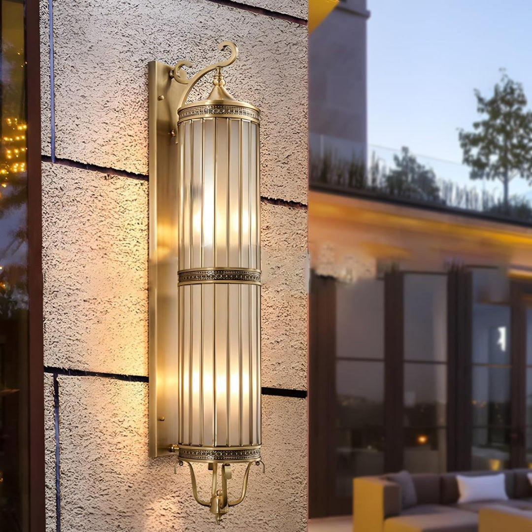 Lanternes Murales Vintage en Verre – Cuivre, Éclairage Extérieur Ambiance pour Jardin ou Terrasse