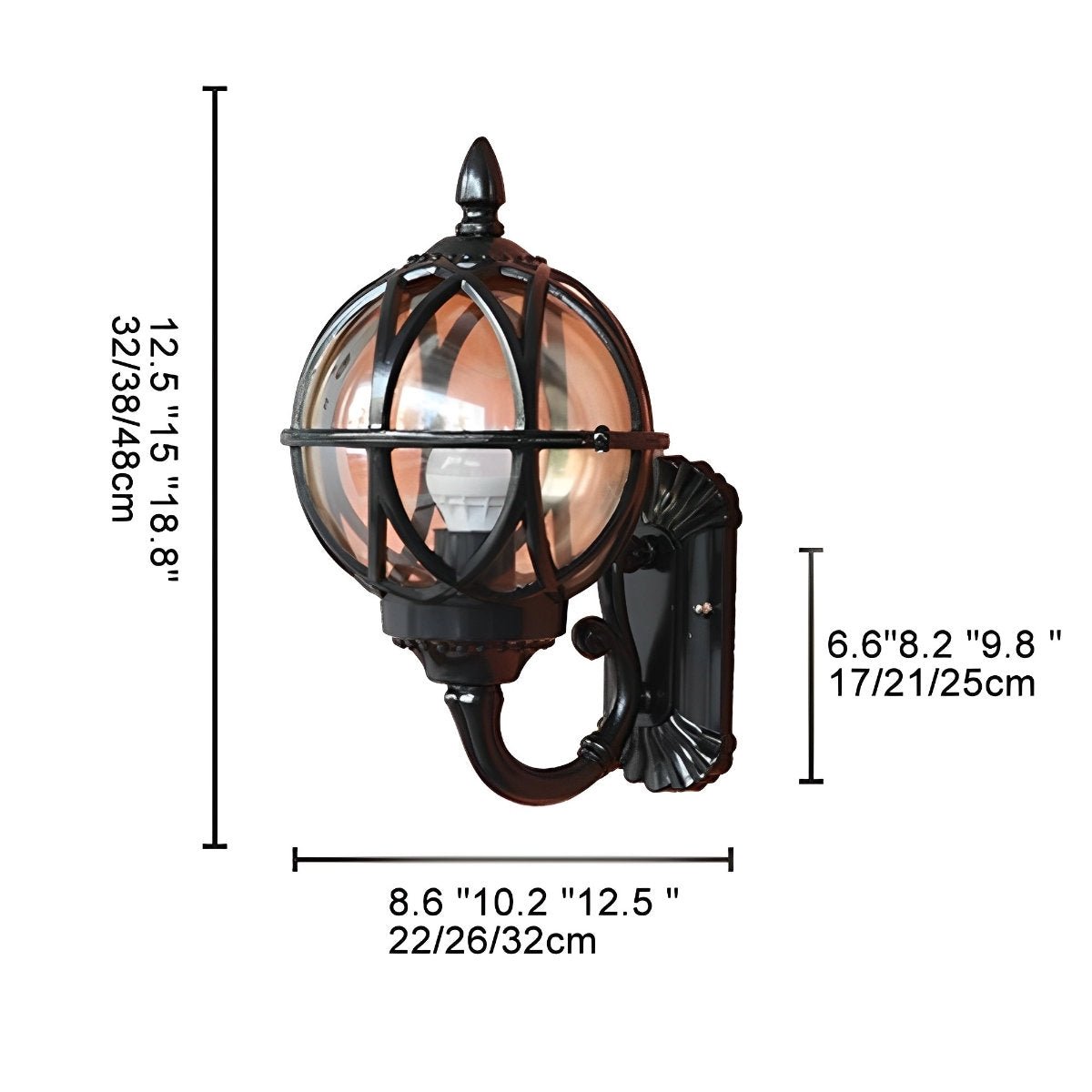 Wall Sconce – Black and Bronze, Retro Aluminum for the Garden, Sunroom, or Exterior Wall