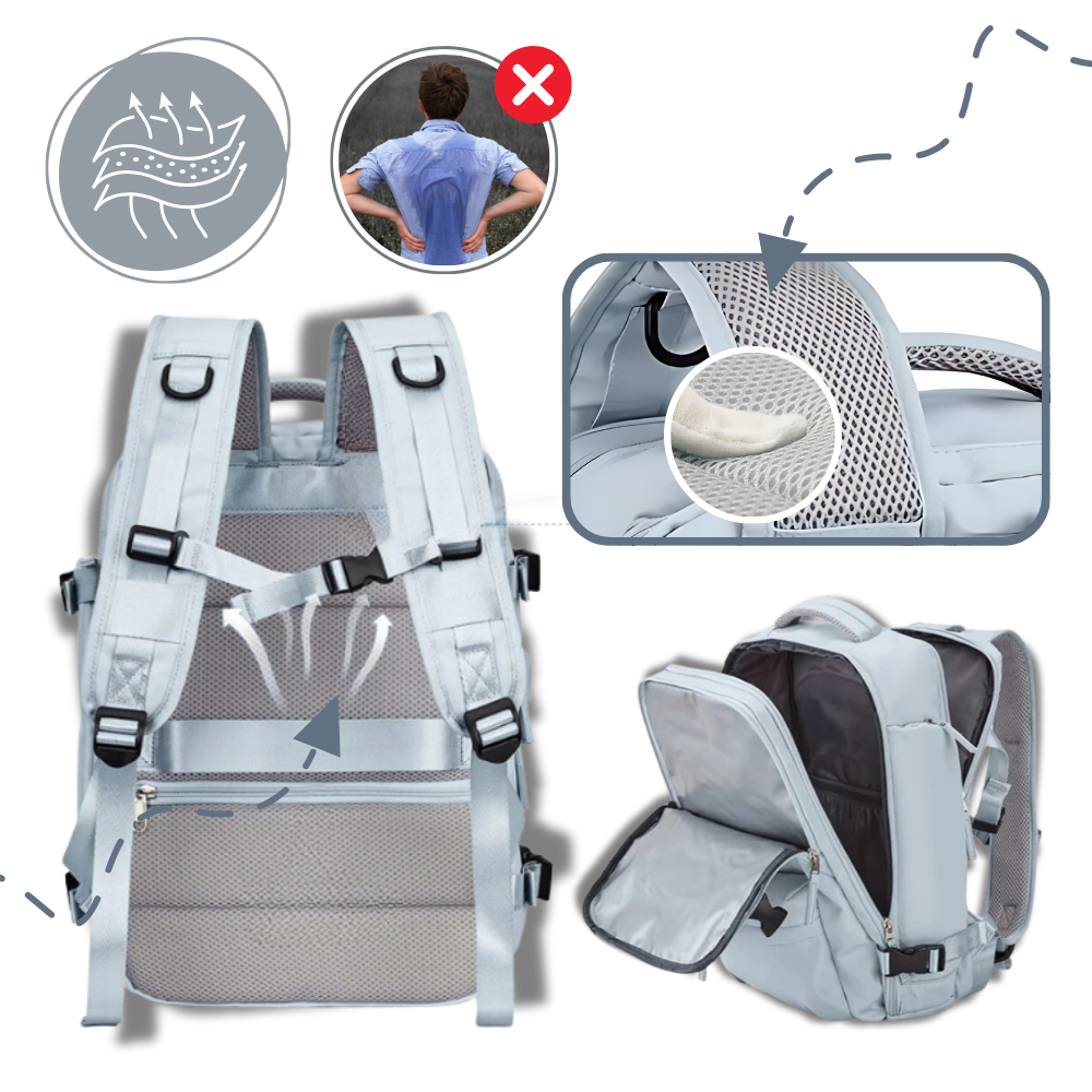 Reisrugzak – Waterafstotend nylon, 35 liter, met USB-poort en schoenenvak, voor dagelijks gebruik en avonturen