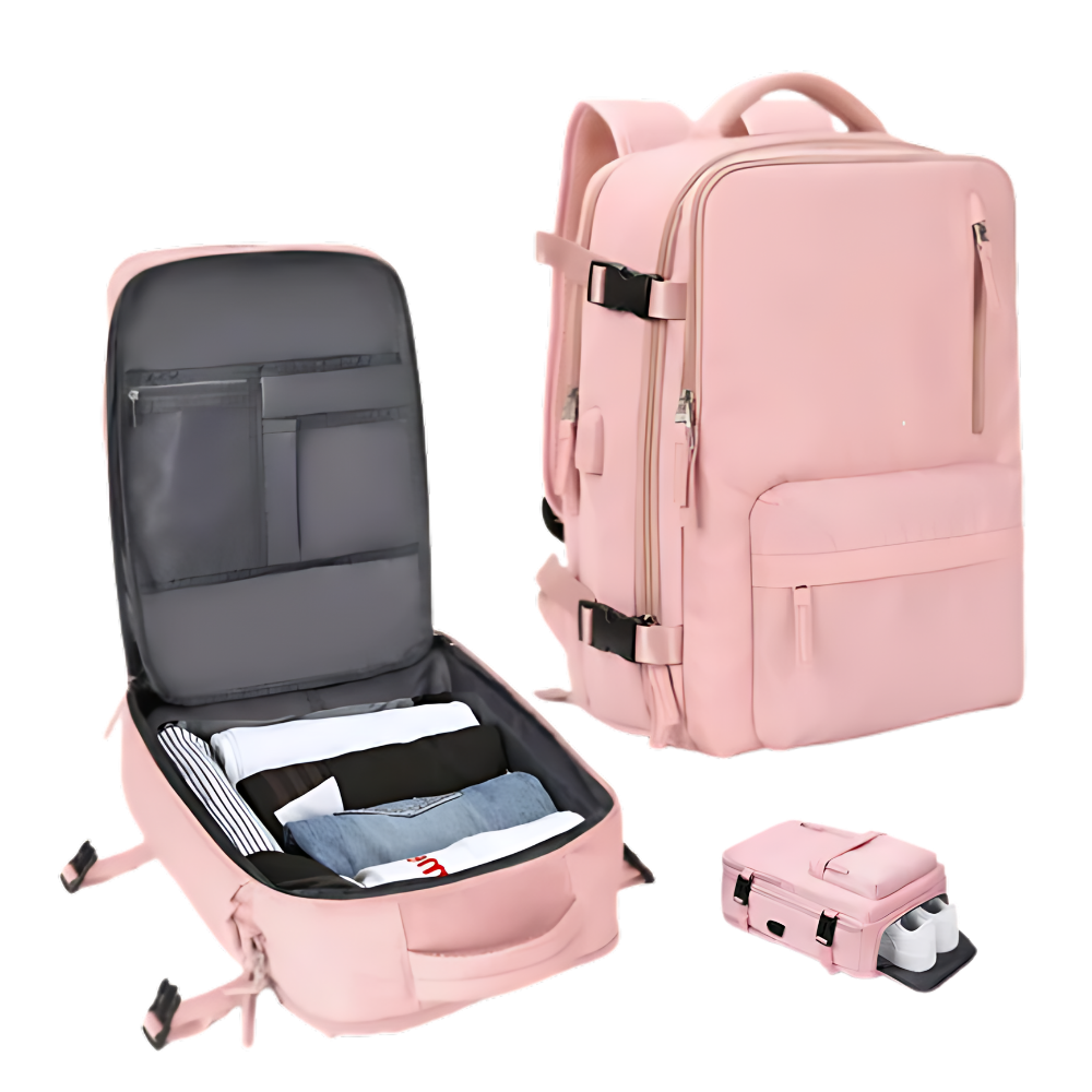 Reisrugzak – Waterafstotend nylon, 35 liter, met USB-poort en schoenenvak, voor dagelijks gebruik en avonturen