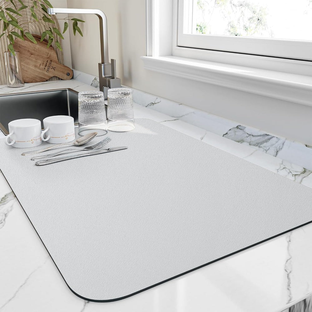 Quick-Drying Dish Mat – Absorbent Diatomaceous Earth, Modern Design for Kitchen Countertops