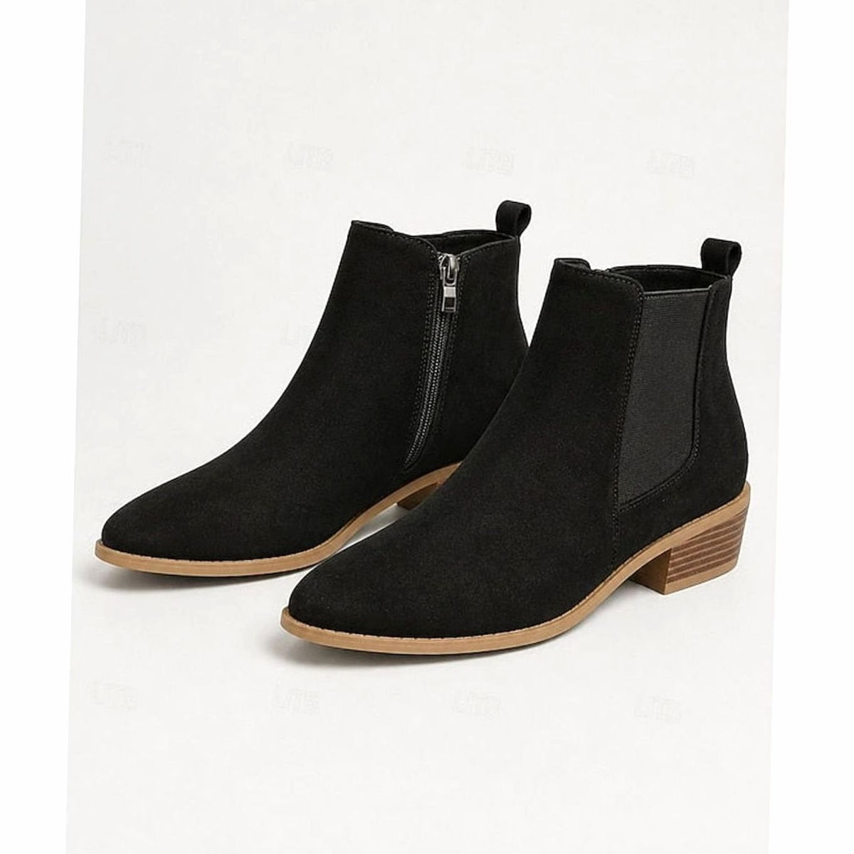 Bottines Femme Bout Pointu en Daim à Talon Carré