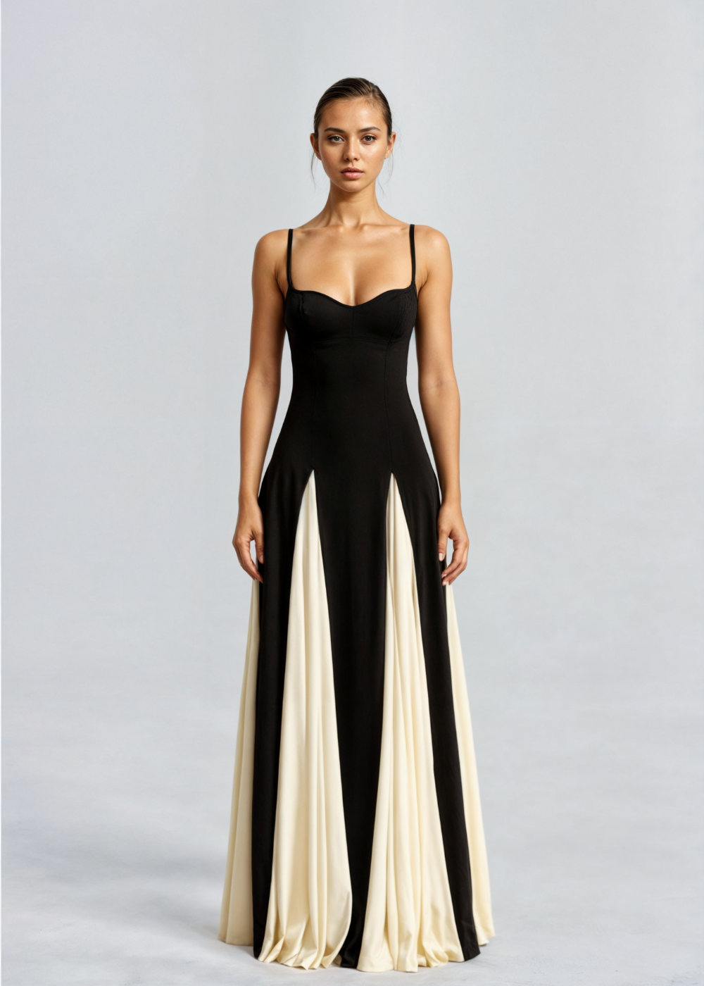 Robe Longue de Soirée Femme Noir et Blanc