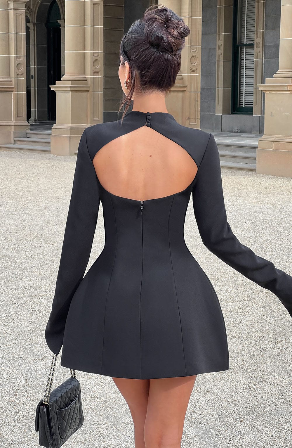 Robe Courte Femme Col Montant - Mini Robe Structurée