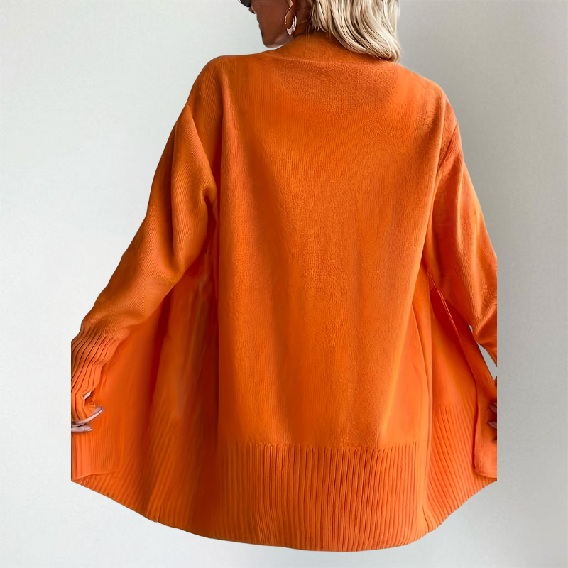 Gilet Femme Ouvert Manches Longues en Maille Tricotée