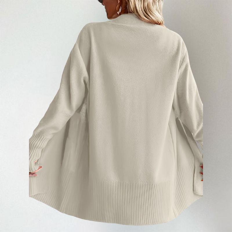 Gilet Femme Ouvert Manches Longues en Maille Tricotée
