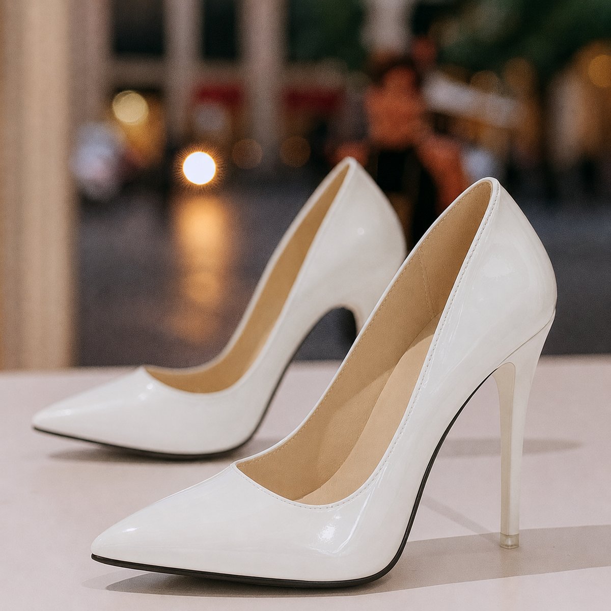 Escarpins Femme Bout Pointu en Cuir Verni, Talon Aiguille