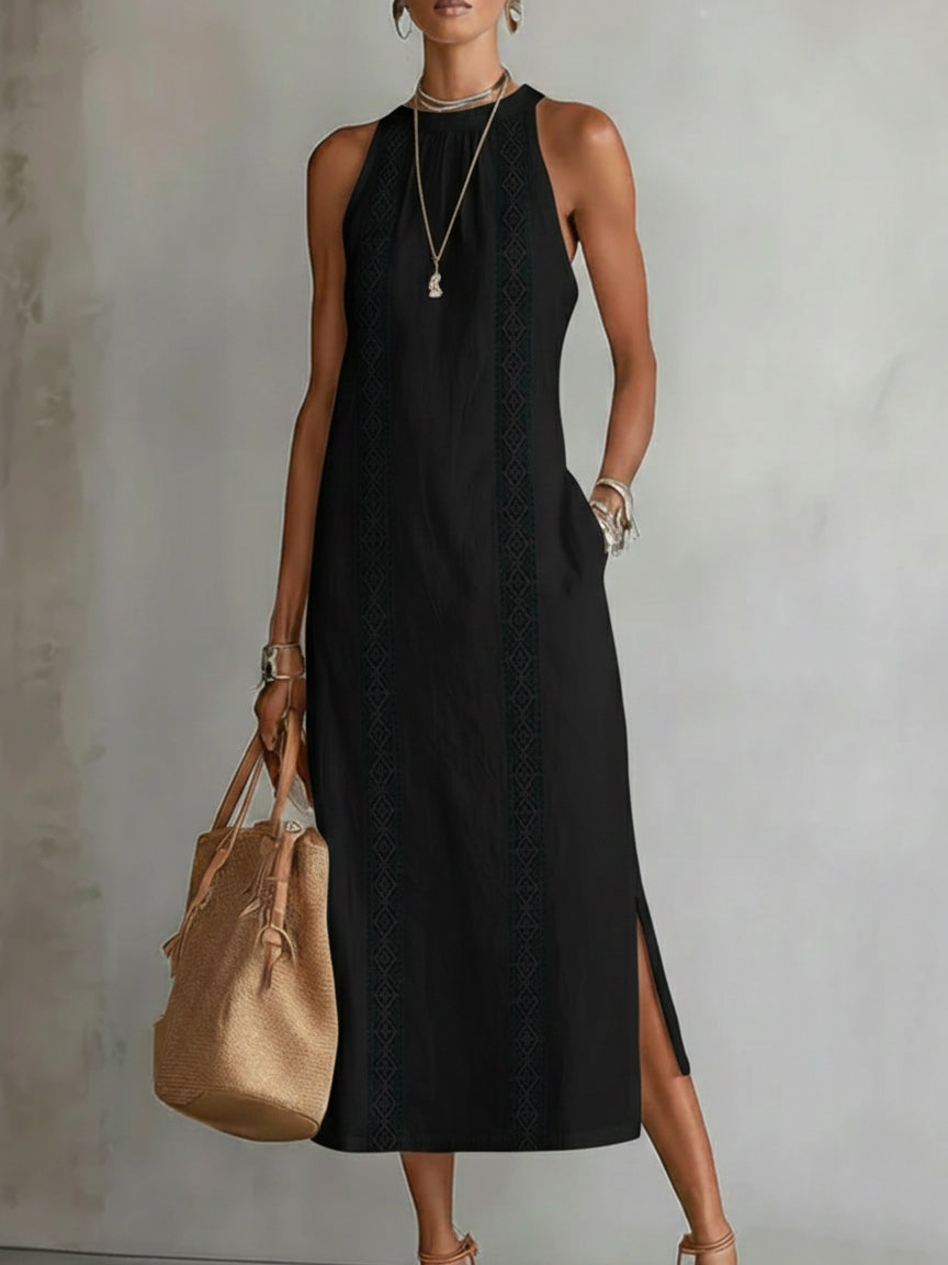 Robe Midi Femme Col Rond - Silhouette Décontractée