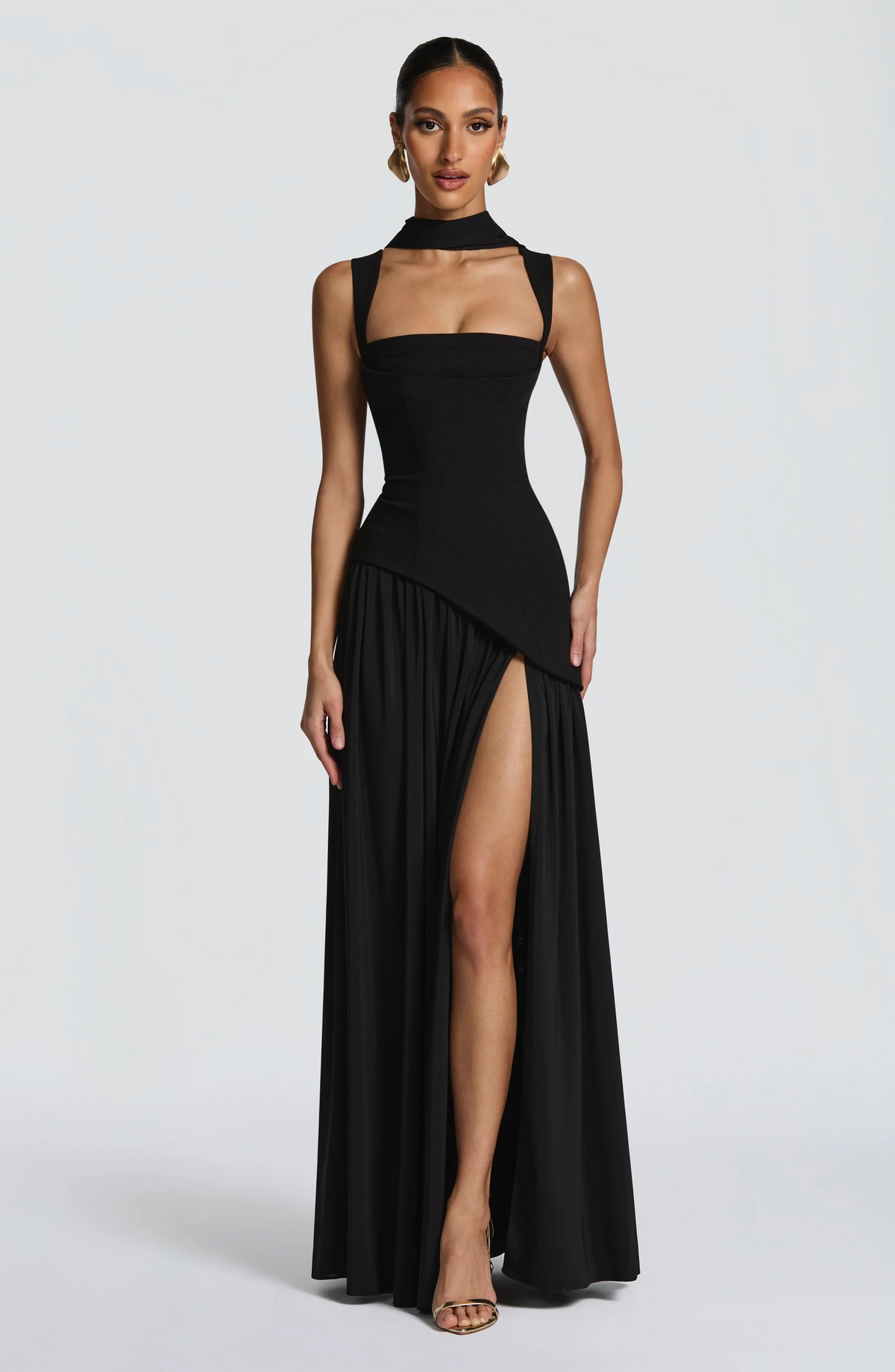 Robe Longue Femme Satinée à Bretelles Ajustables