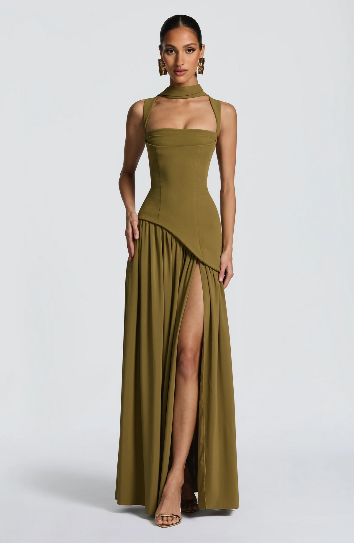 Robe Longue Femme Satinée à Bretelles Ajustables