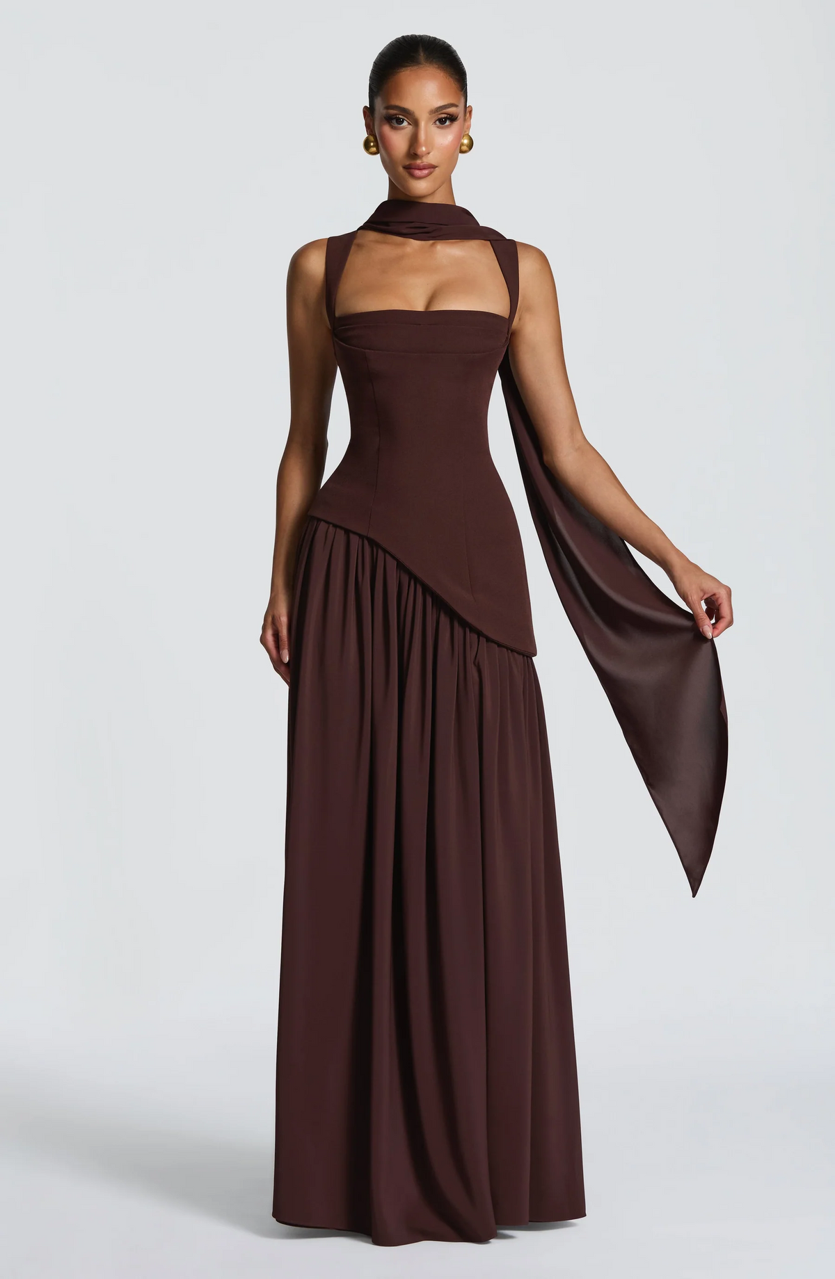 Robe Longue Femme Satinée à Bretelles Ajustables
