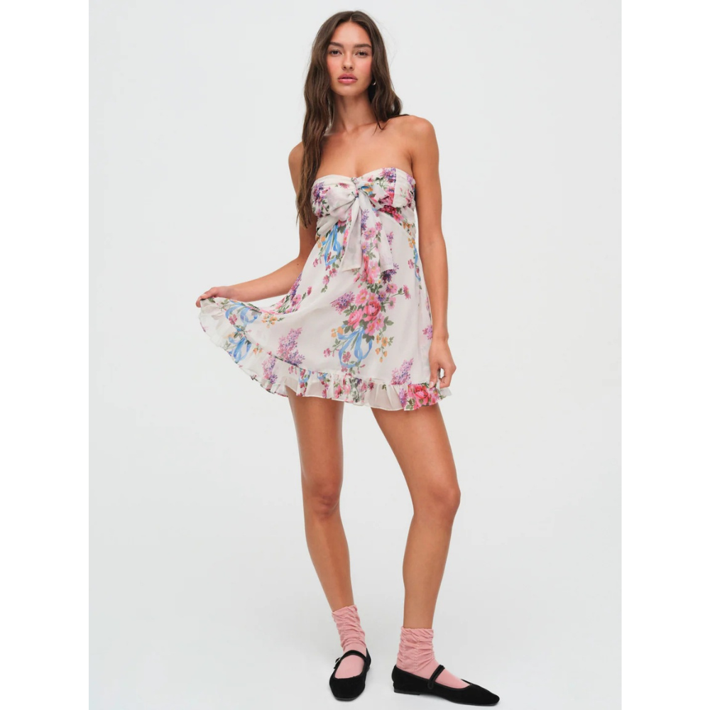 Robe Mini Femme Fleurie Bustier - Robe d'Invitée Mariage