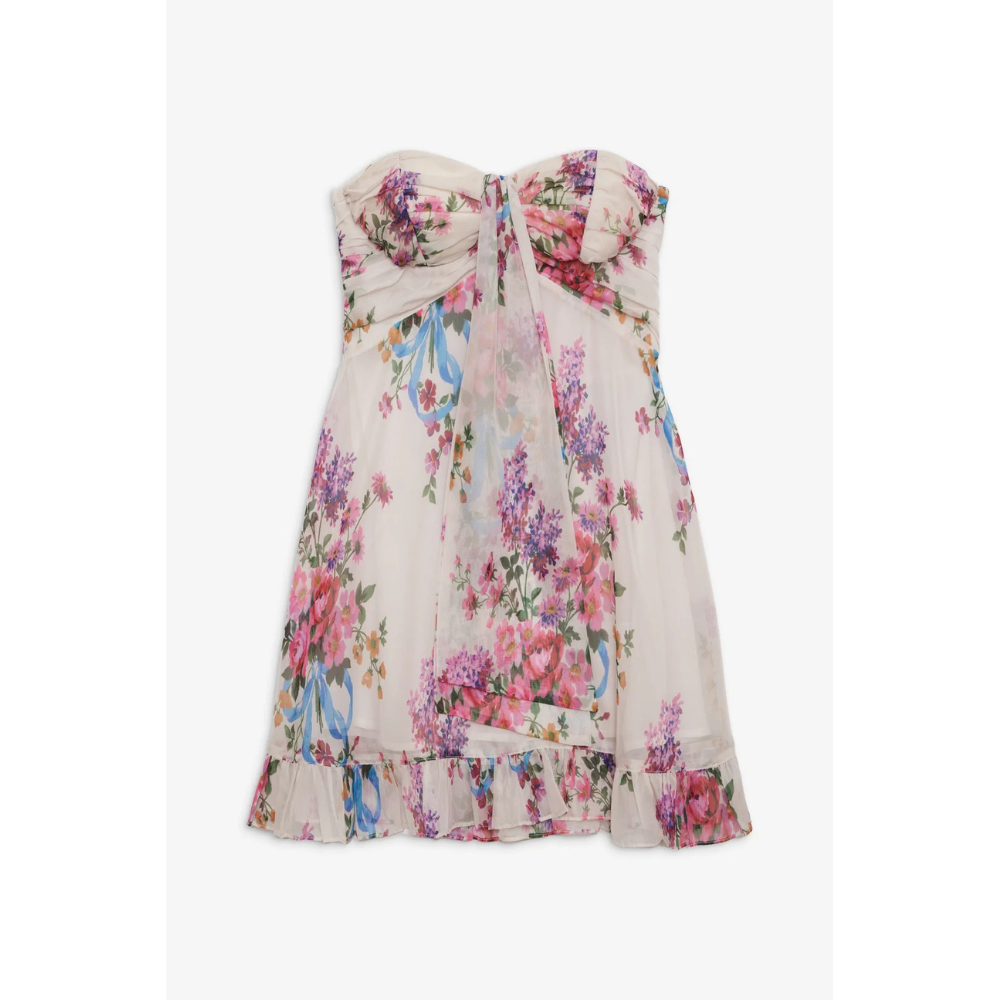 Robe Mini Femme Fleurie Bustier - Robe d'Invitée Mariage