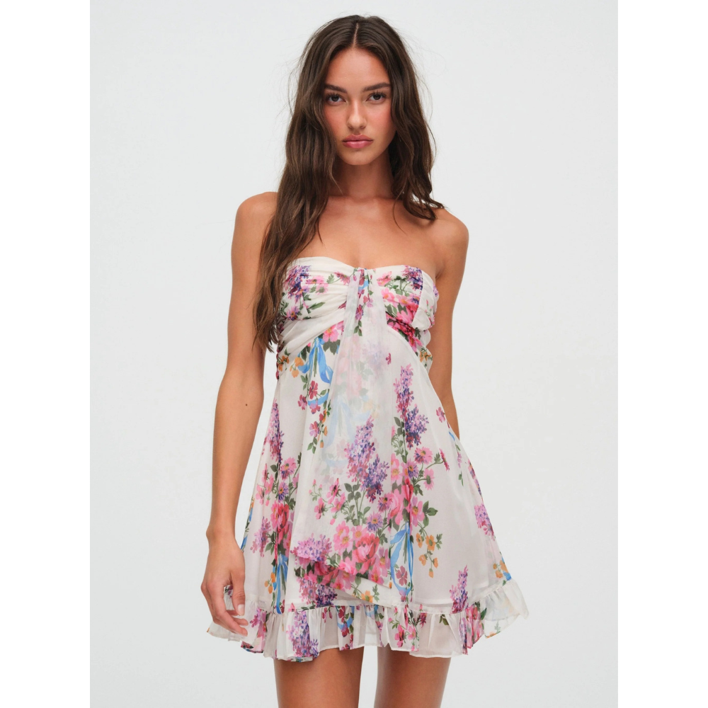 Robe Mini Femme Fleurie Bustier - Robe d'Invitée Mariage