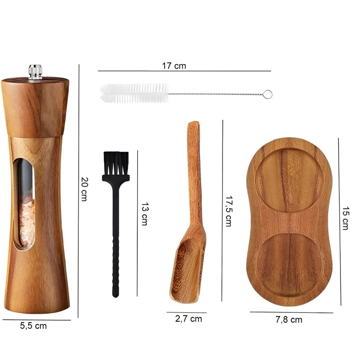 Molino de pimienta y sal de madera: diseño elegante con ajuste de molienda para la cocina o la mesa del comedor