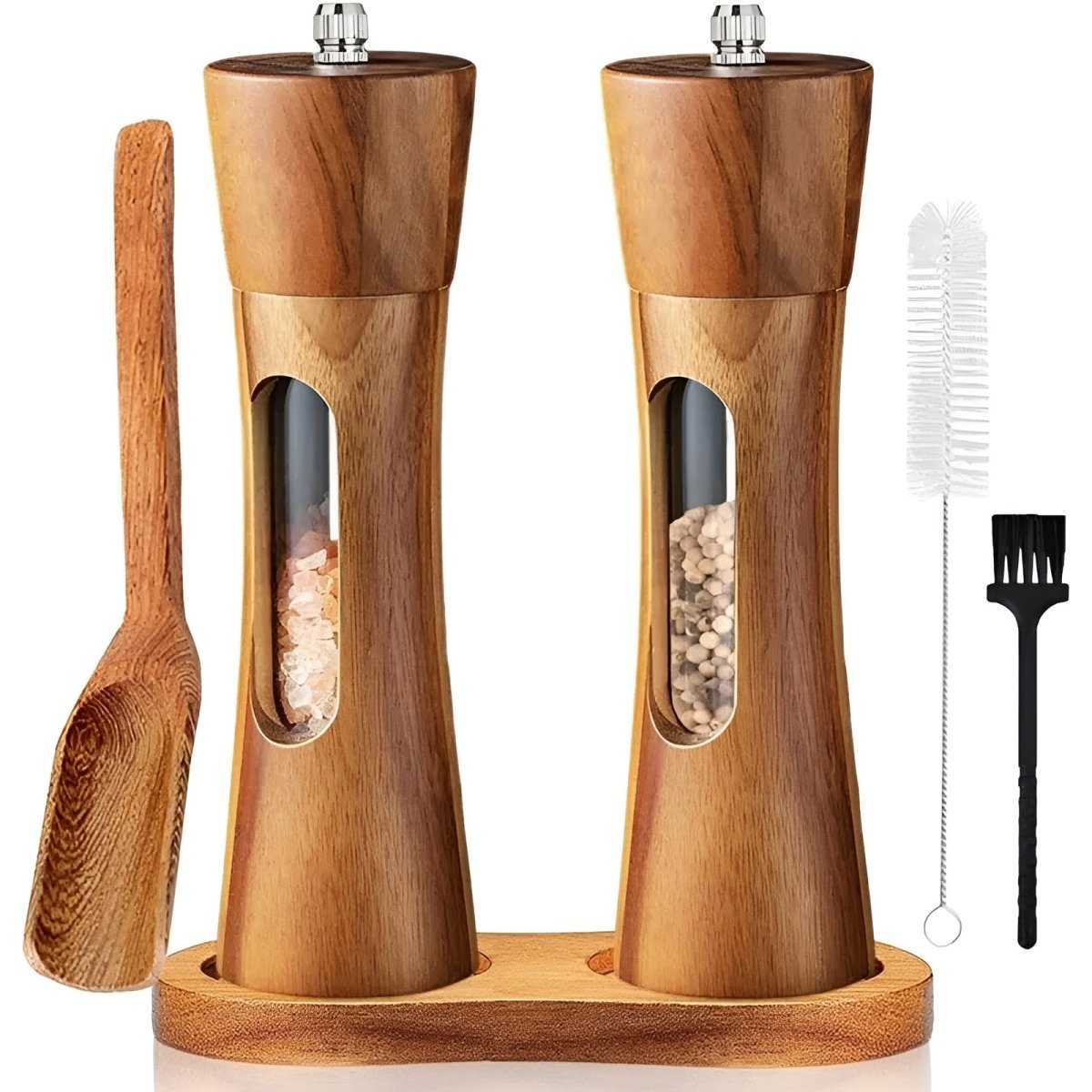 Molino de pimienta y sal de madera: diseño elegante con ajuste de molienda para la cocina o la mesa del comedor