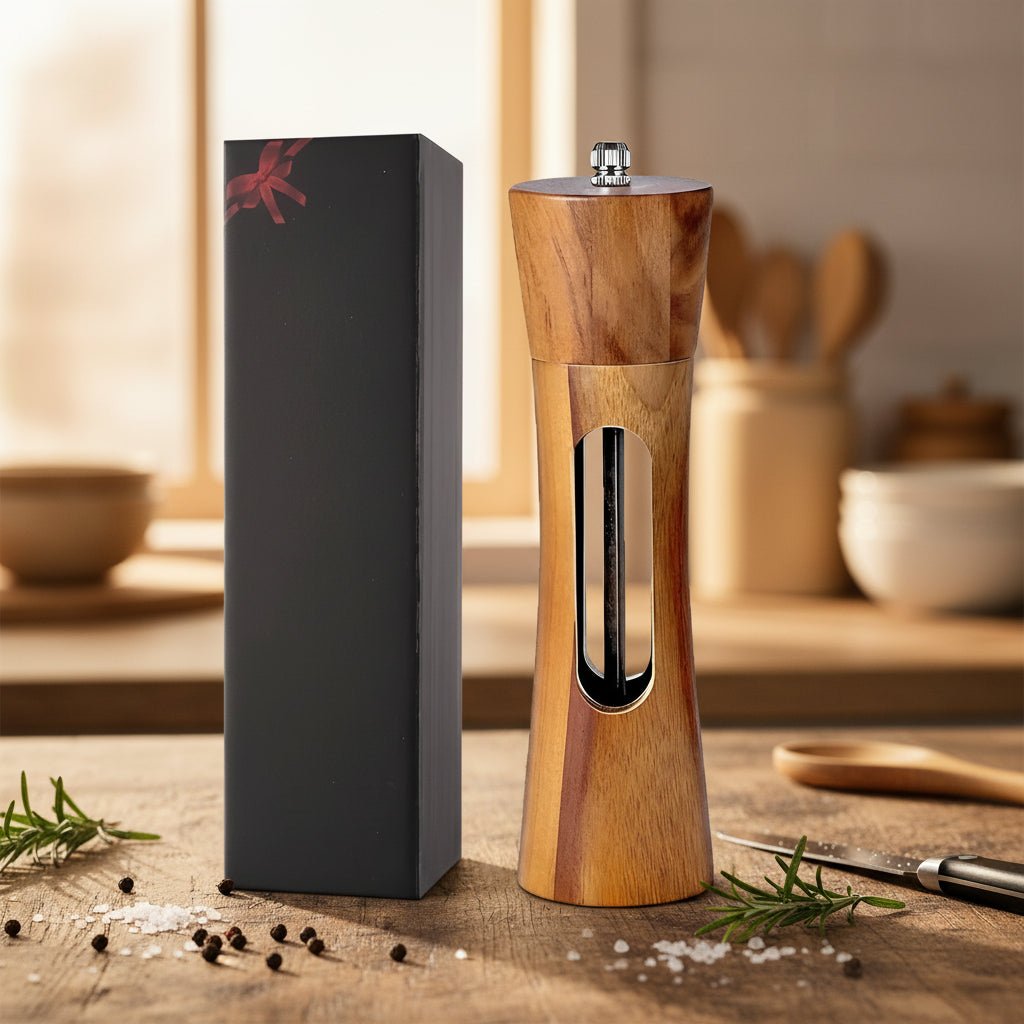 Molino de pimienta y sal de madera: diseño elegante con ajuste de molienda para la cocina o la mesa del comedor