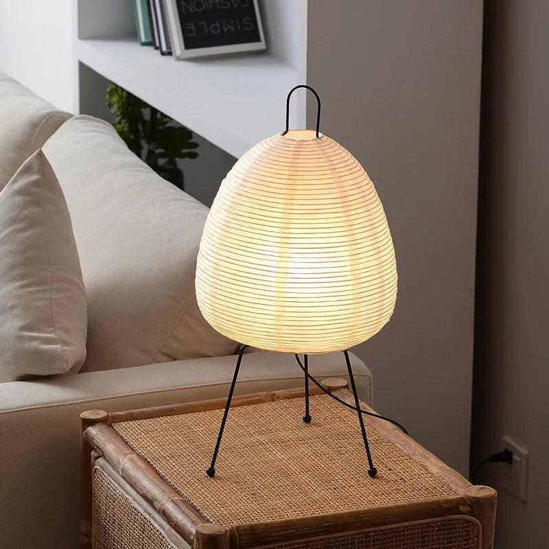 Lampe de Table en Papier de Riz Japonais – Éclairage LED Intégré